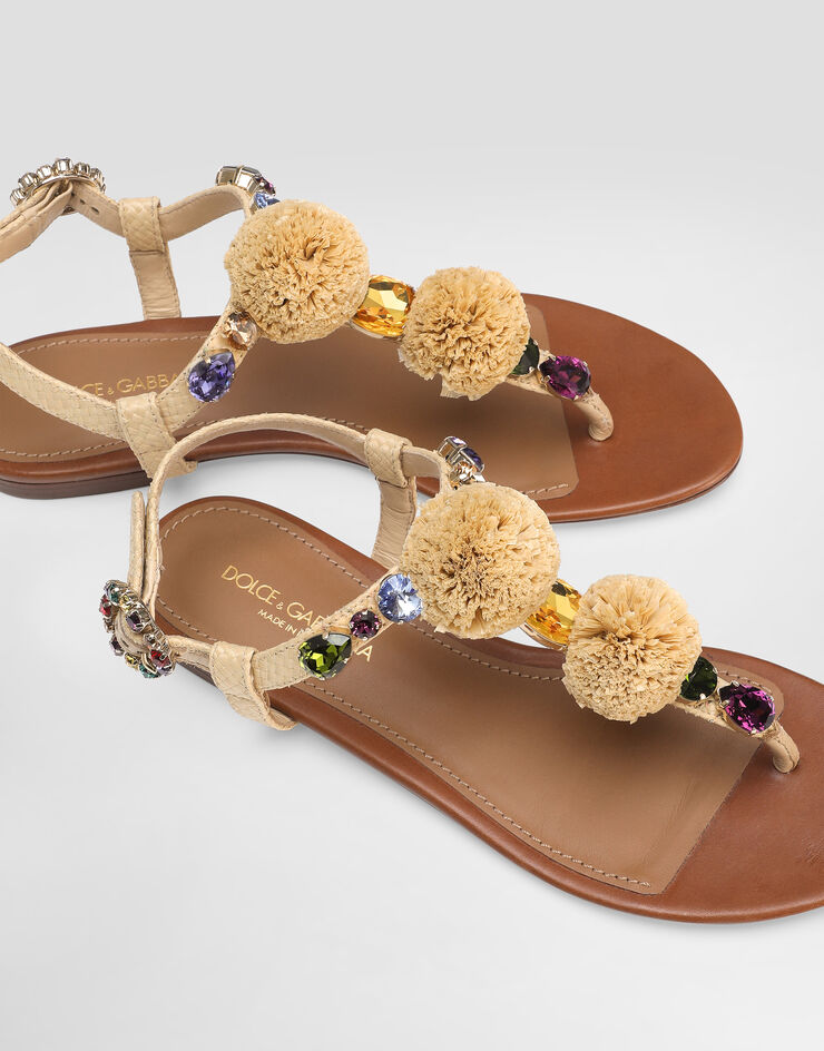 Dolce & Gabbana Crochet flip-flops with stones Multicolor CQ0656AG997