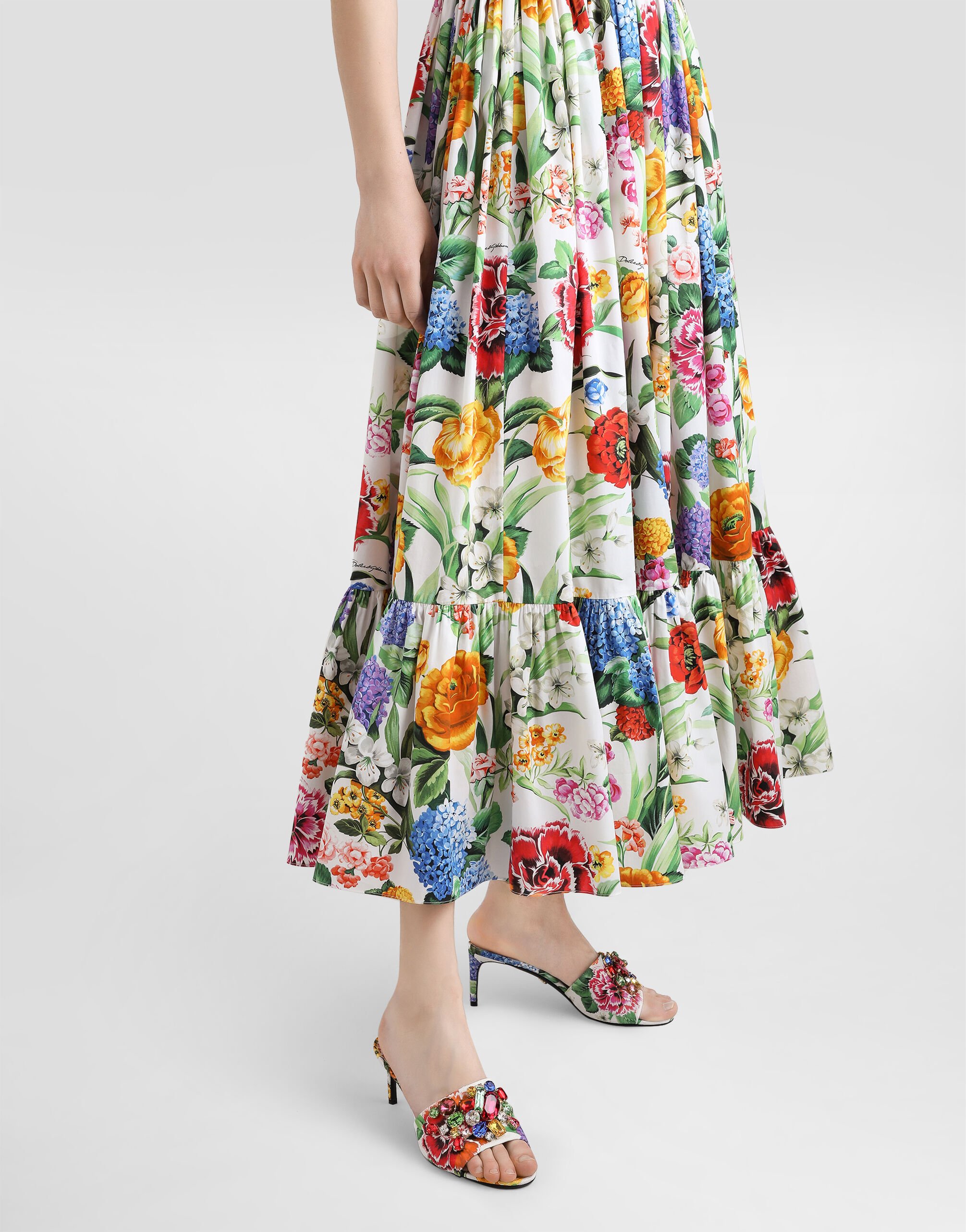 Long floral-print corset dress