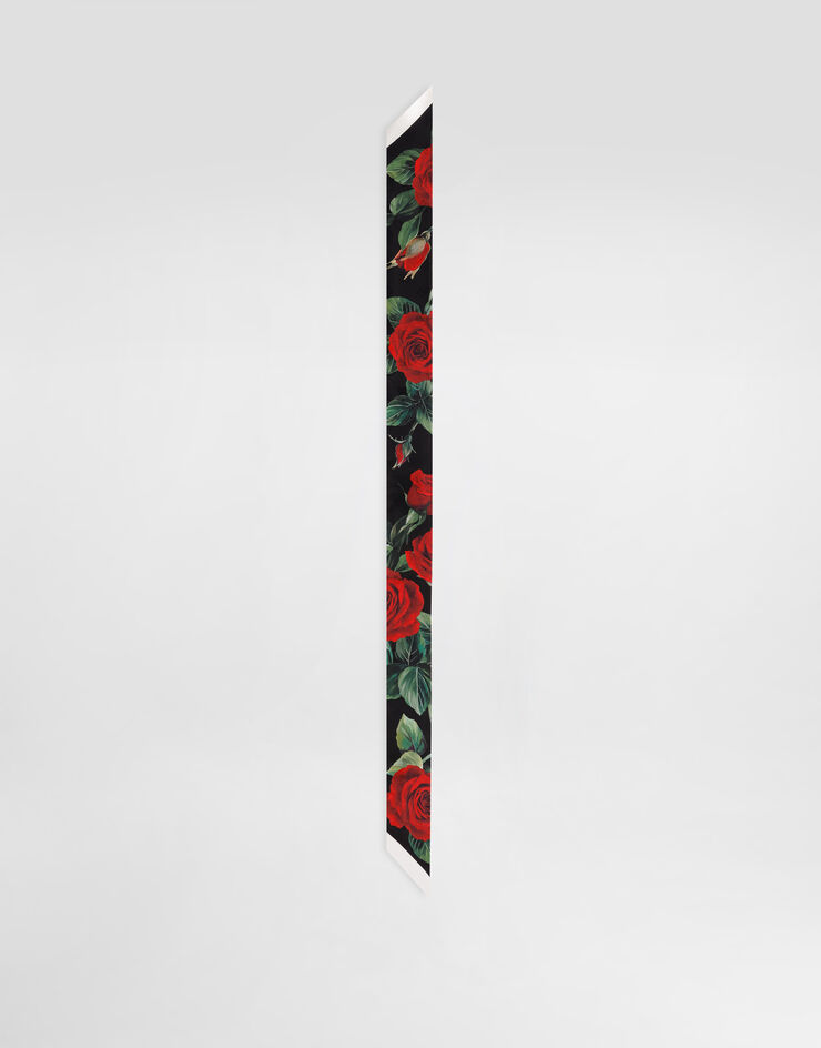 Dolce & Gabbana Jacquard twill headscarf with DG log and rose print (6x100) Print FS215AGDCQP