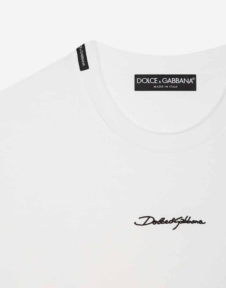 Dolce & Gabbana تيشيرت قطن بشعار أبيض G8RN8ZG7NUB