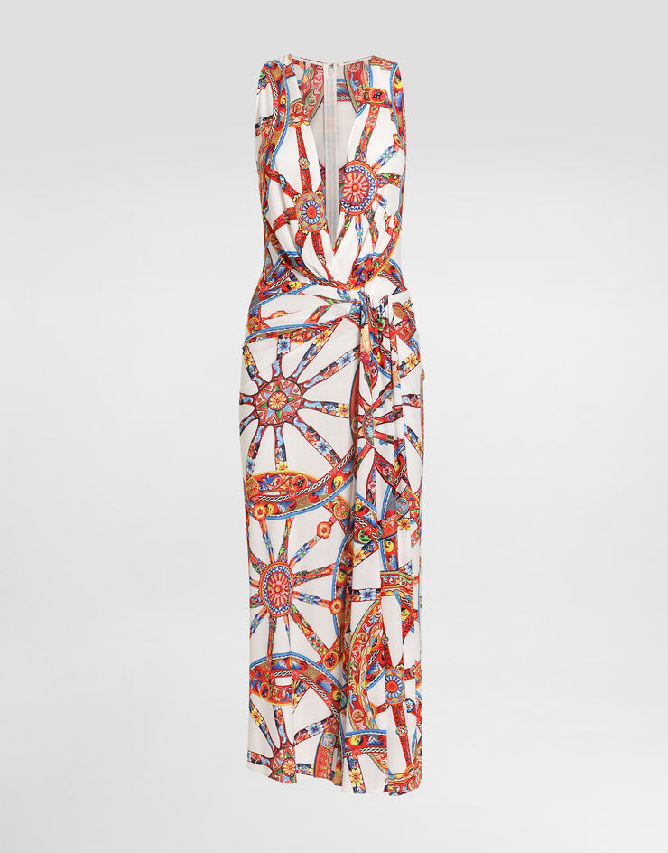 Dolce & Gabbana Carretto-print viscose jersey dres Dolce & Gabbana Carretto-print viscose jersey dres Multicolor F616ETHS7OQ