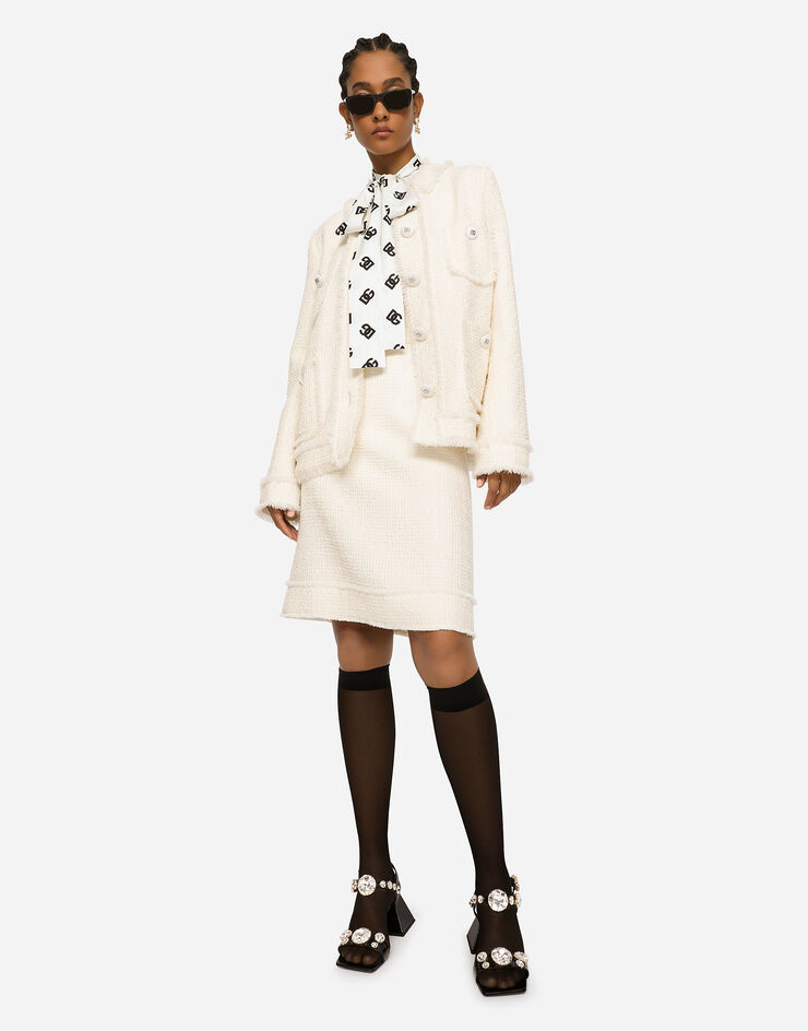 Dolce & Gabbana Veste droite en tweed Rachel Blanc F29TPTFMMHN