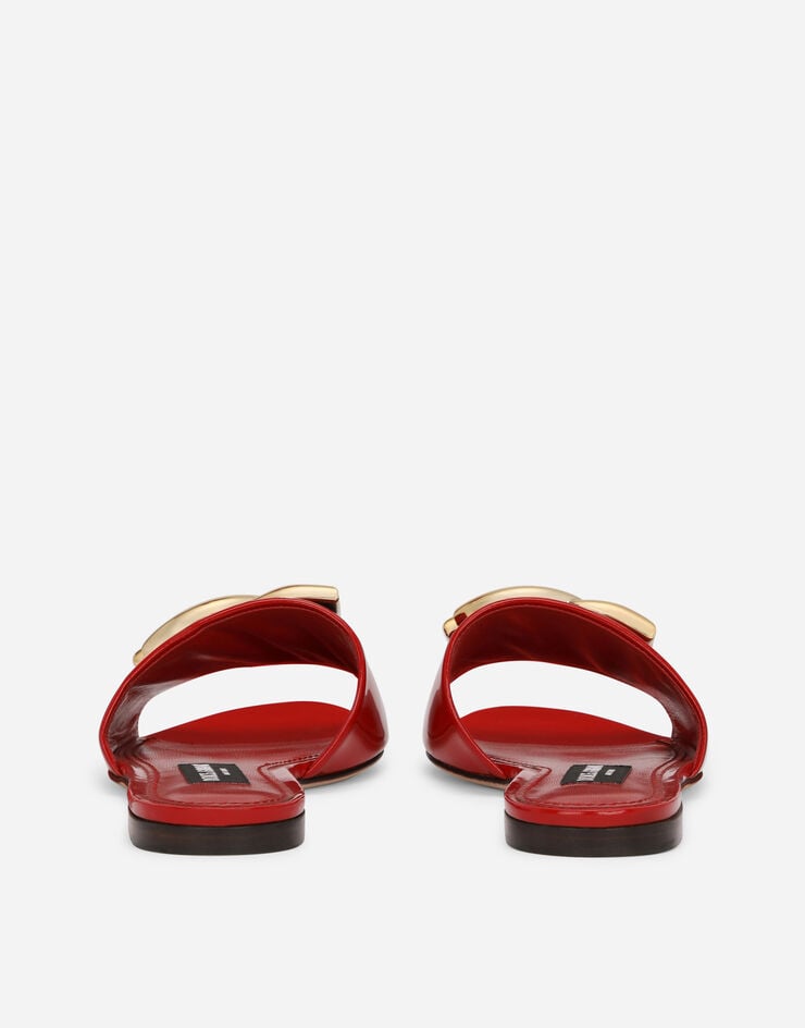 Dolce & Gabbana DG 徽标亮泽小牛皮拖鞋 红 CQ0455A1037