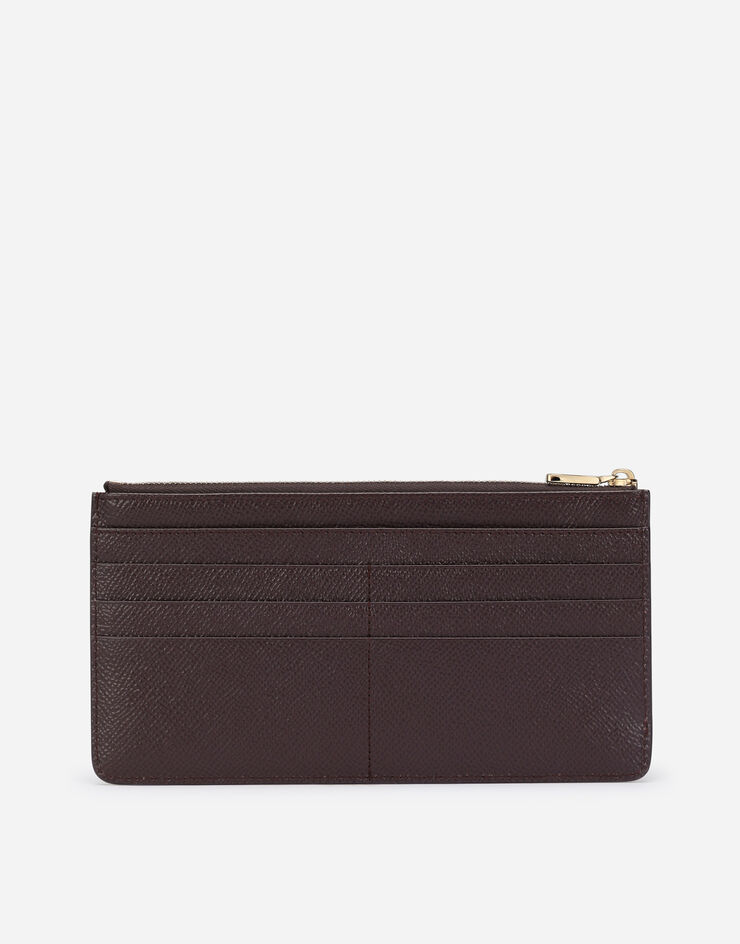 Dolce & Gabbana Porte-cartes grand format en cuir de veau avec plaquette à logo Violet BI1265A1001