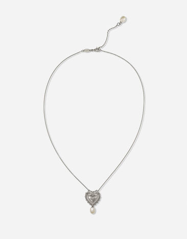 Dolce & Gabbana Devotion necklace in white gold with diamonds and pearls Yellow Gold WALD1GWDPEY