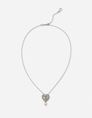 Dolce & Gabbana Devotion necklace in white gold with diamonds and pearls White Gold WBLD2GWDWWH