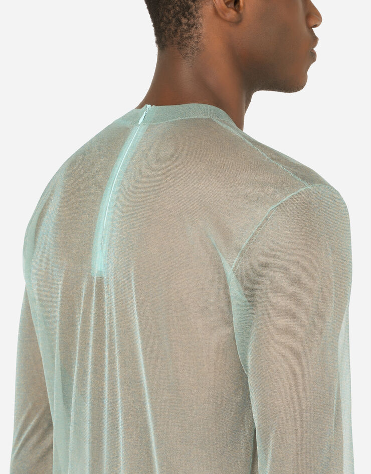 Dolce & Gabbana Ribbed technical yarn round-neck sweater زبرجدي GXI56TJCMZ4