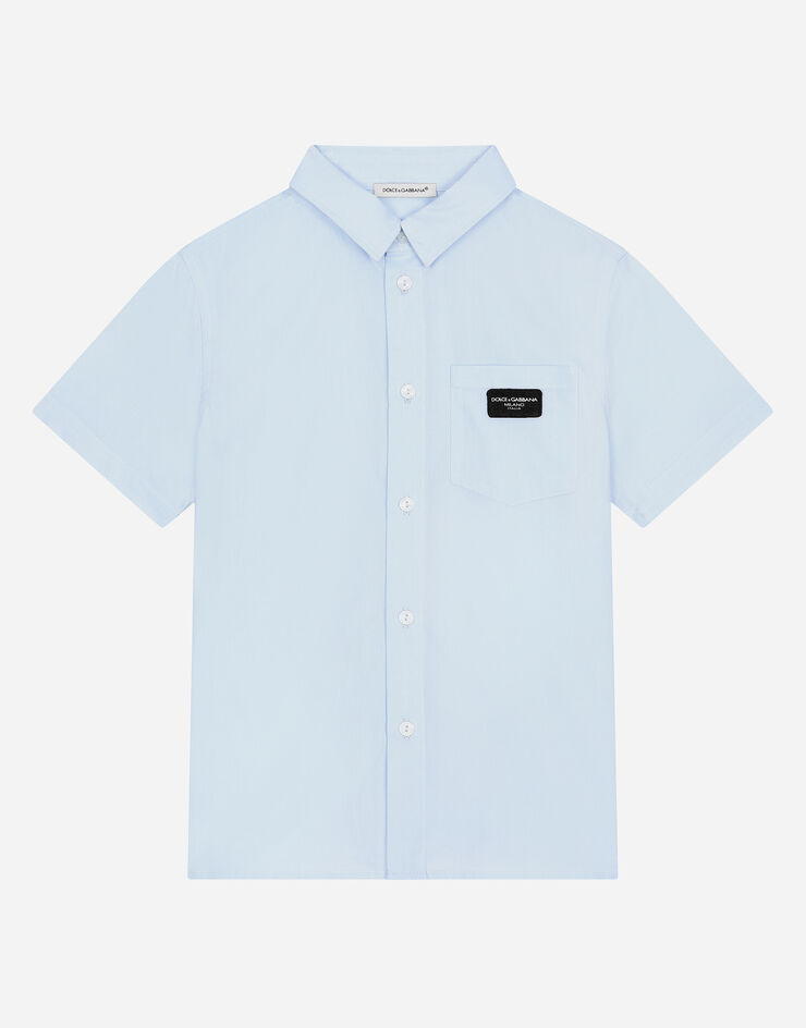 Dolce & Gabbana Oxford shirt with logo tag Gris L44S07G7M4B