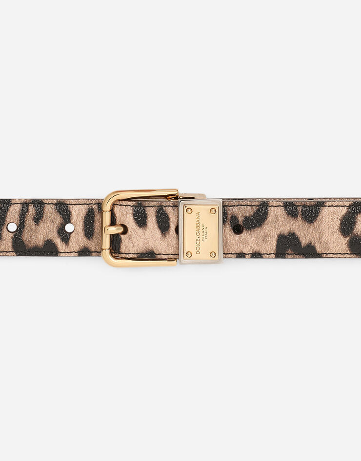 Dolce & Gabbana Leopard-print Crespo belt with branded plate Multicolor BE1427AW384