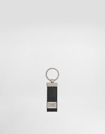 Dolce & Gabbana 로고 태그 카프스킨 키 체인 블랙 BP1371AG219
