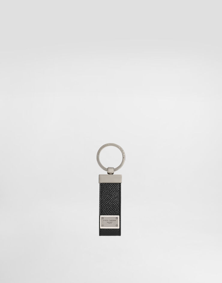 Dolce & Gabbana Calfskin key chain with logo tag Black BP1371AG219