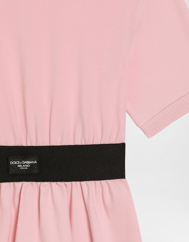 Dolce & Gabbana Jersey minidress with logo tag Pink L5JD8OG7M4U