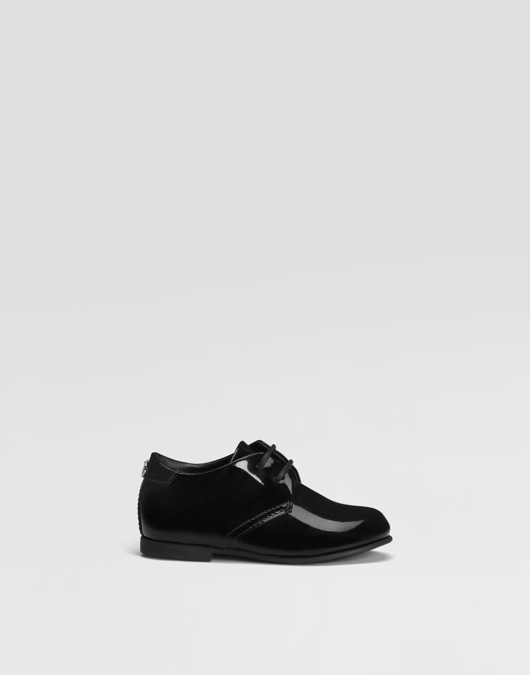 Polished calfskin Derby shoes in Black for Boys Dolce Gabbana