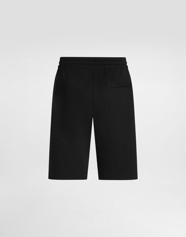 Dolce & Gabbana Stretch cotton shorts with branded tag Black GVC4HTFUFMJ