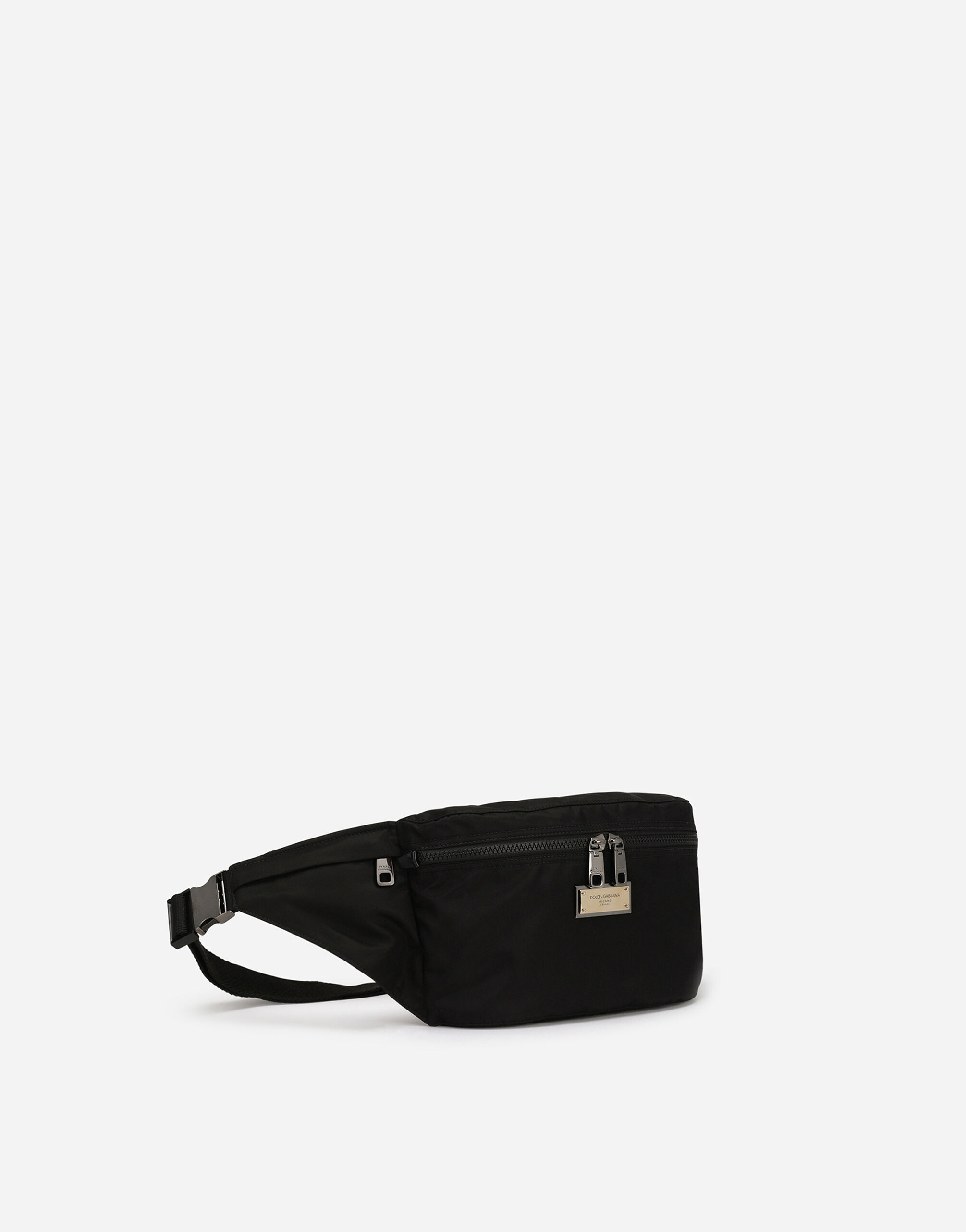 バッグ DOLCE&GABBANA Black l Plate Belt Bag Nylon belt bag with branded plate in Black for Men | Dolce&Gabbana® US