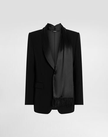 Dolce & Gabbana Einreihige Jacke aus Wollgabardine Black G2VP3TFU21E