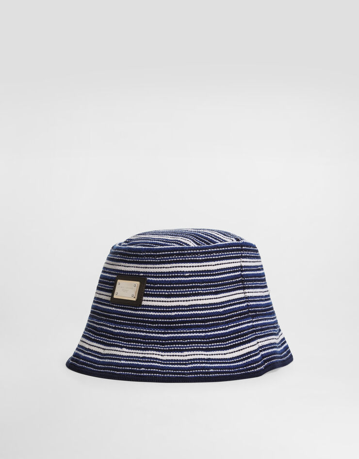Dolce & Gabbana Cappello da pescatore in maglia con lavorazione a nido d'ape Blu LBKAG2JBCF8