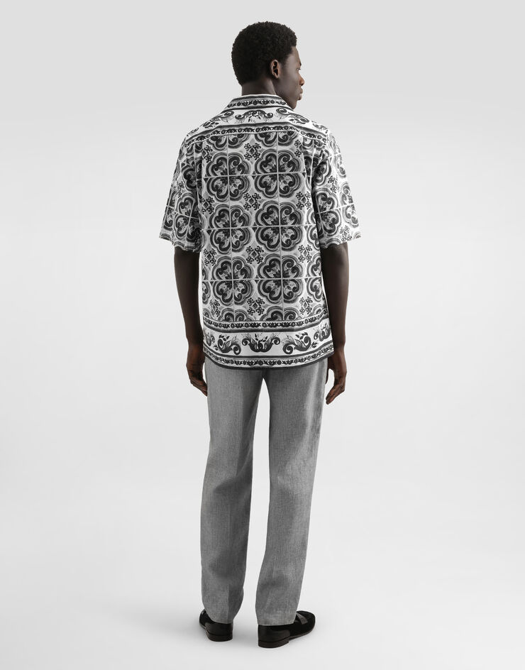 Dolce & Gabbana Hose aus Leinenstoff Délavé Grau GP12PTFU4MF