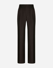 Dolce & Gabbana Tailored silk pants with darts Beige GXZ28TJBCCH