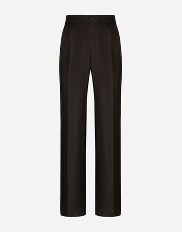 Dolce & Gabbana سروال حرير محبوك بثنيات أسود VG446FVP187
