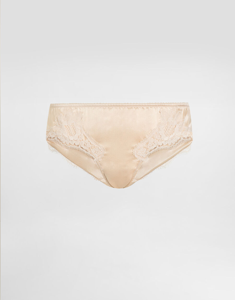 Satin briefs with lace