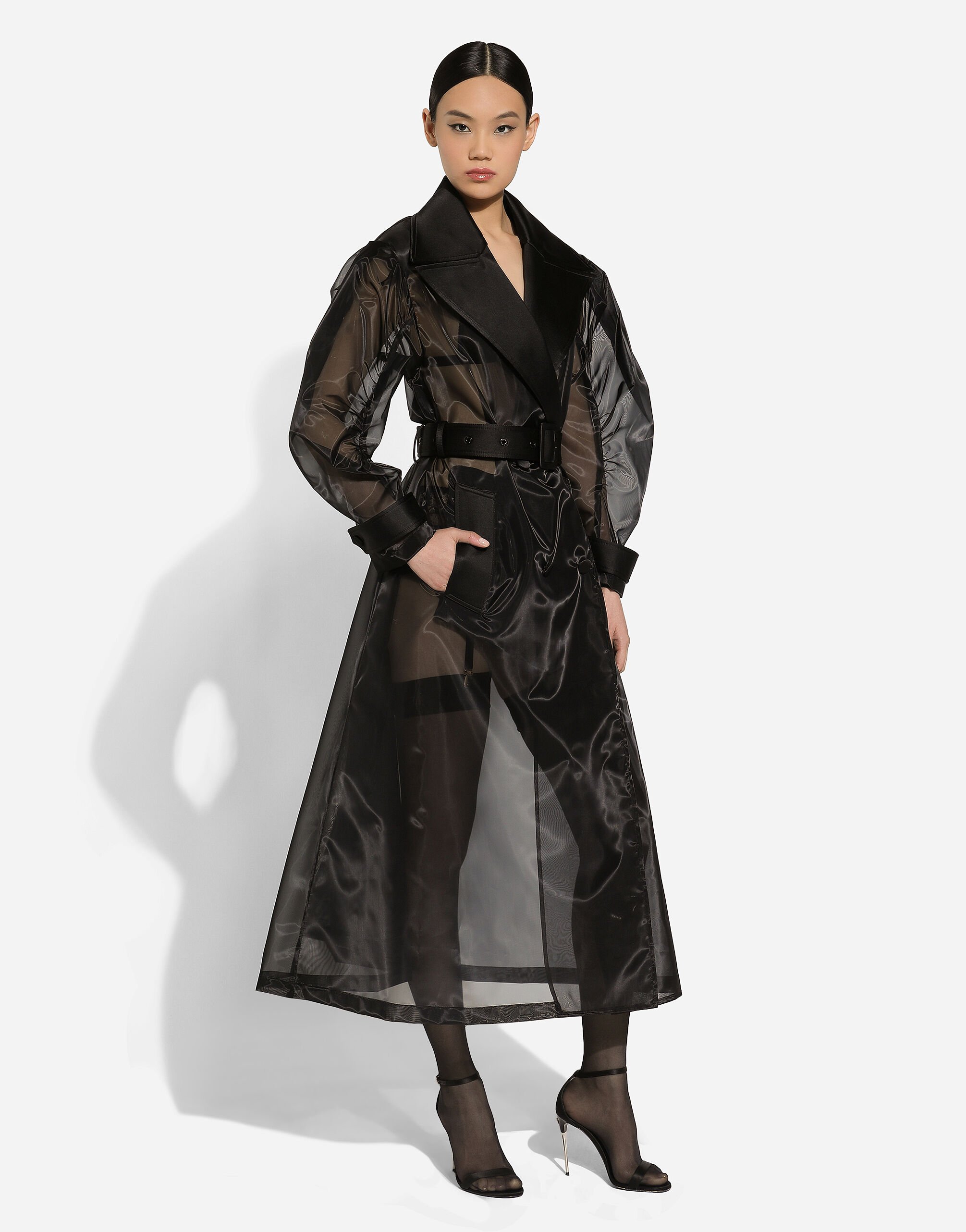 Sheer organza trench coat best sale