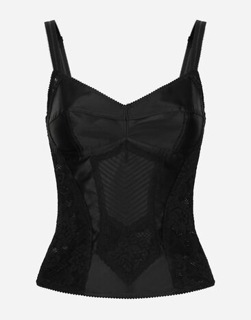 Dolce & Gabbana Corset lace and satin top Black F7AC6TGDCL9