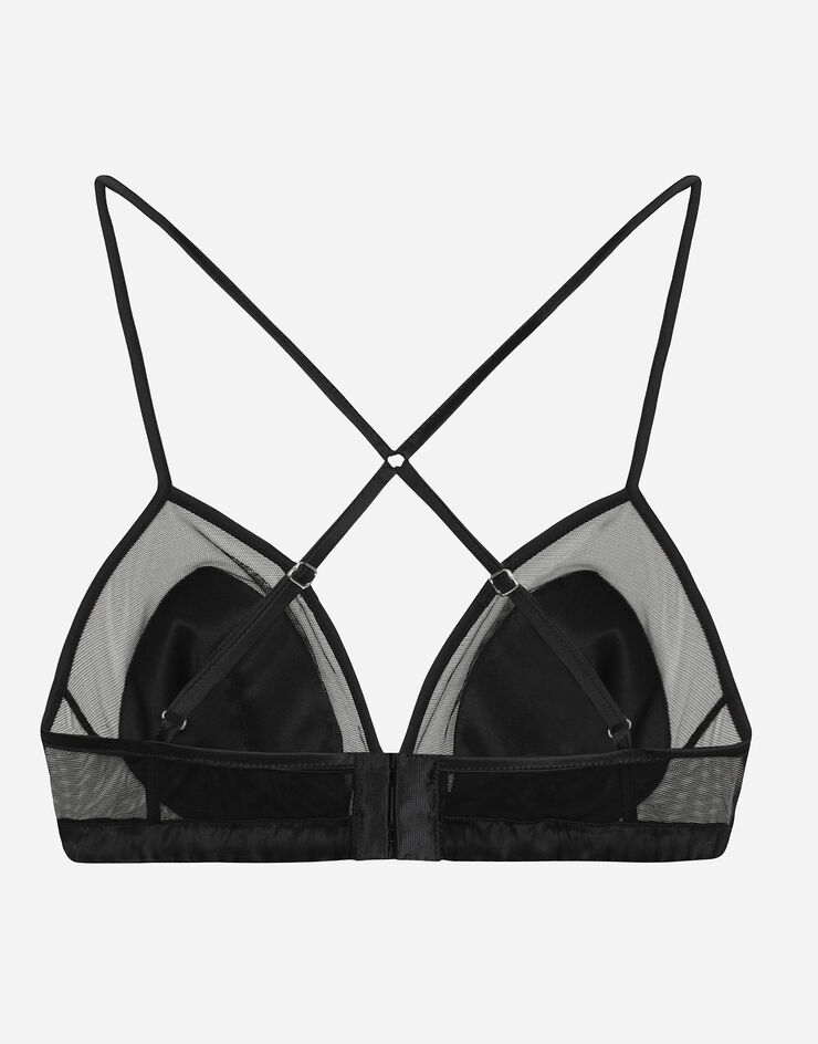 Dolce & Gabbana Reggiseno triangolo soft cup in raso e tulle Nero O1F24TONL25