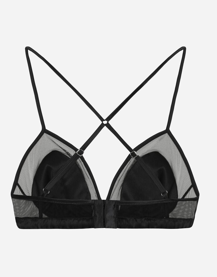 Dolce & Gabbana برا مثلثية من تول وساتان بأكواب ناعمة أسود O1F24TONL25