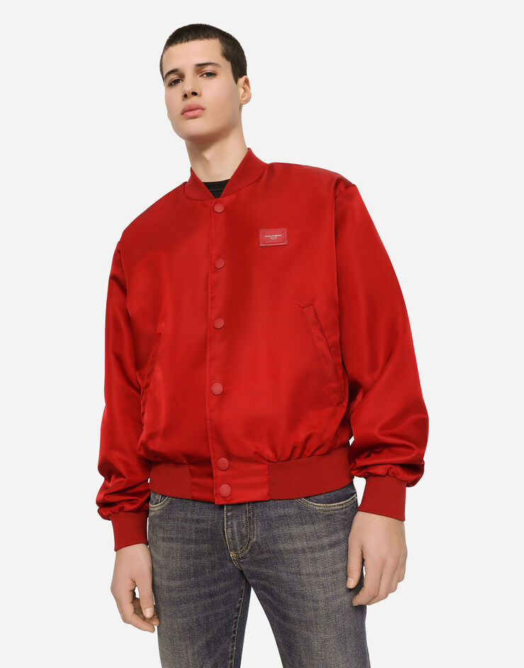 Dolce & Gabbana Nylon jacket with branded plate Red G9VD2TFUMNQ