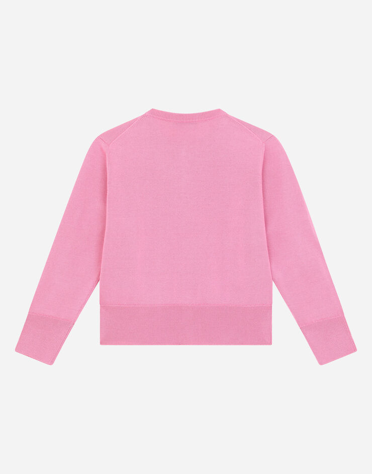 Dolce & Gabbana Silk cardigan with DG logo embroidery Pink L5KWF9JASR3