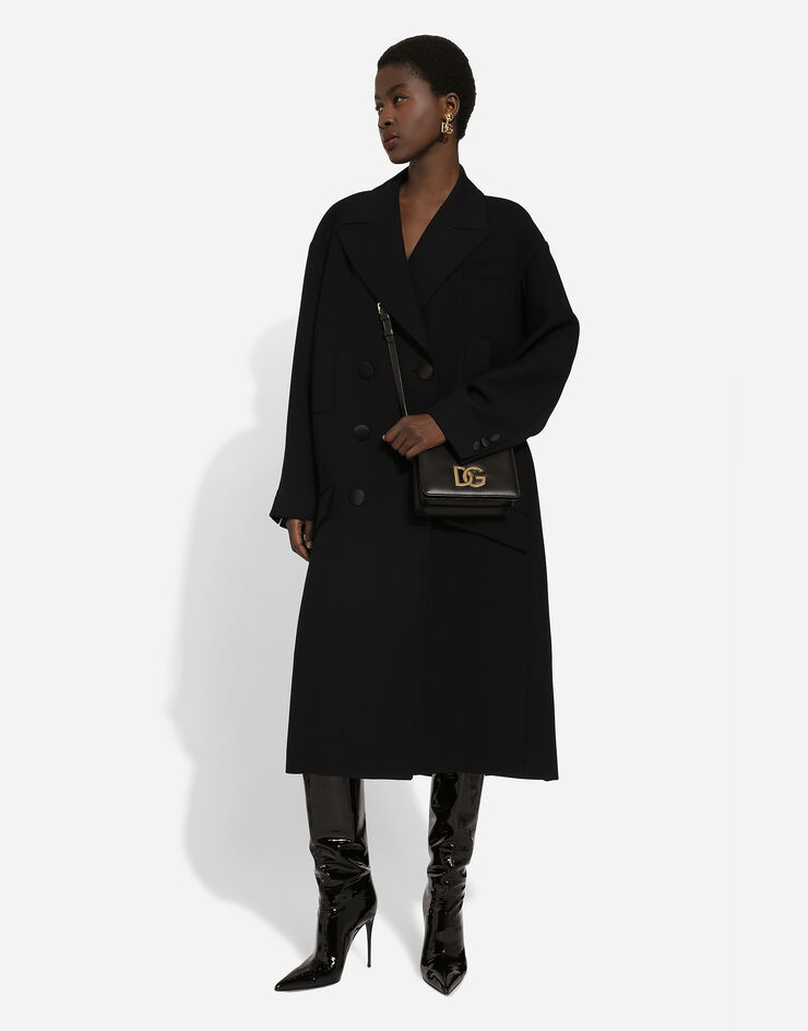Dolce & Gabbana Oversize coat in double wool crepe Black F0C1LTFU3QE