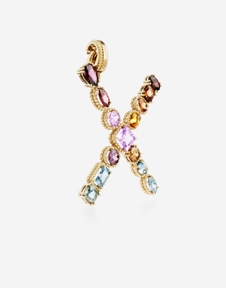 Dolce & Gabbana Rainbow alphabet X 18 kt yellow gold charm with multicolor fine gems Gold WANR1GWMIXX