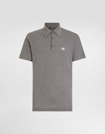 Dolce & Gabbana Cotton polo-shirt with branded tag Black G8SR8TG7O8E