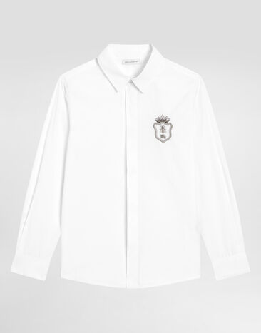 Dolce & Gabbana Poplin shirt with embroidery White L43S92G7PMG