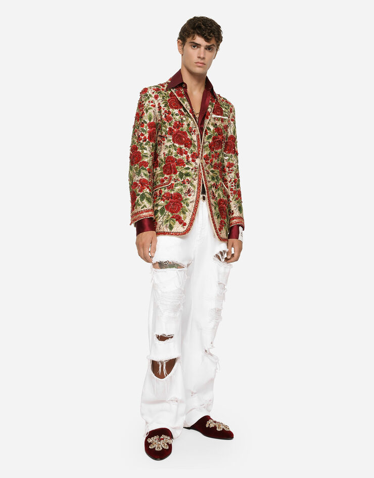 Dolce & Gabbana 타오르미나 핏 자수 실크 미카도 테일러드 재킷 멀티 컬러 G2SK0ZGG138