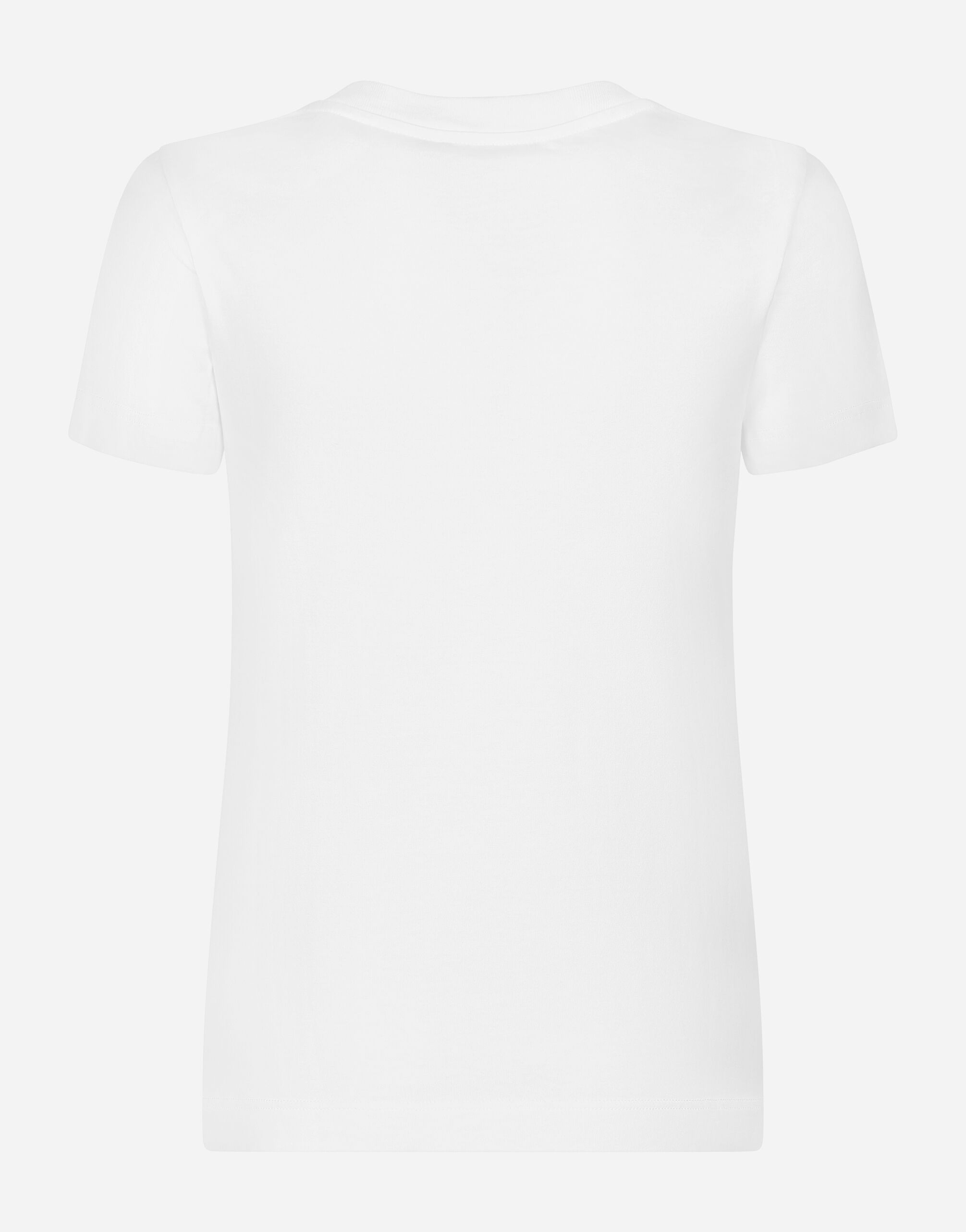 【DOLCE&GABBANA】ジャージーTシャツ ポピーパッチ付き ホワイトのウィメンズ Tシャツ ジャージー ポピーパッチ