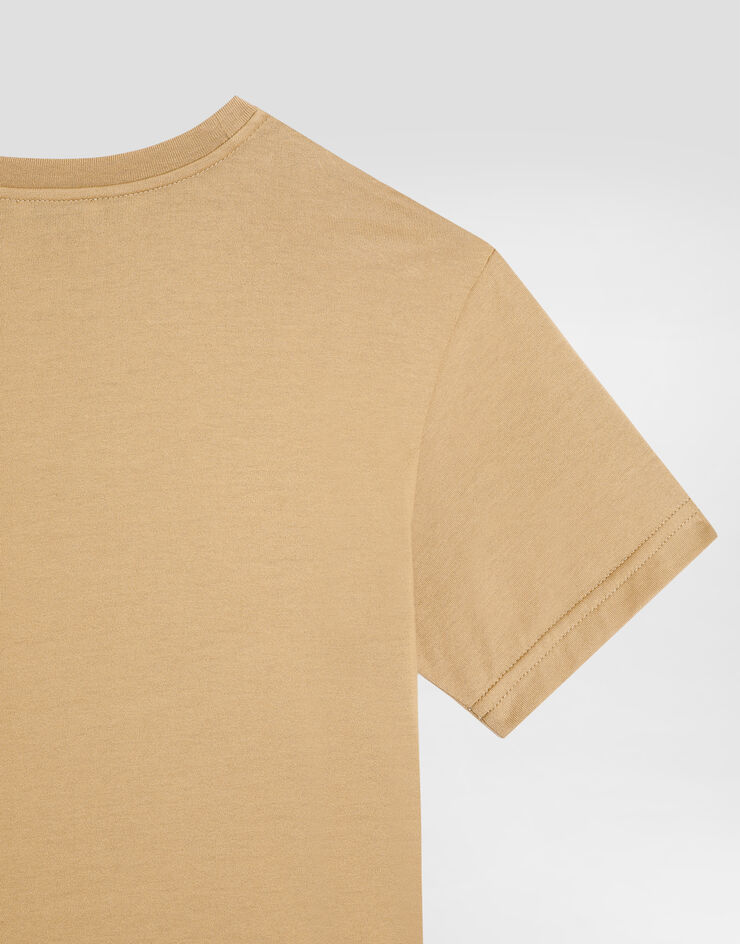 Dolce & Gabbana Jersey t-shirt with DG patch Beige L4JTHVG7PSJ