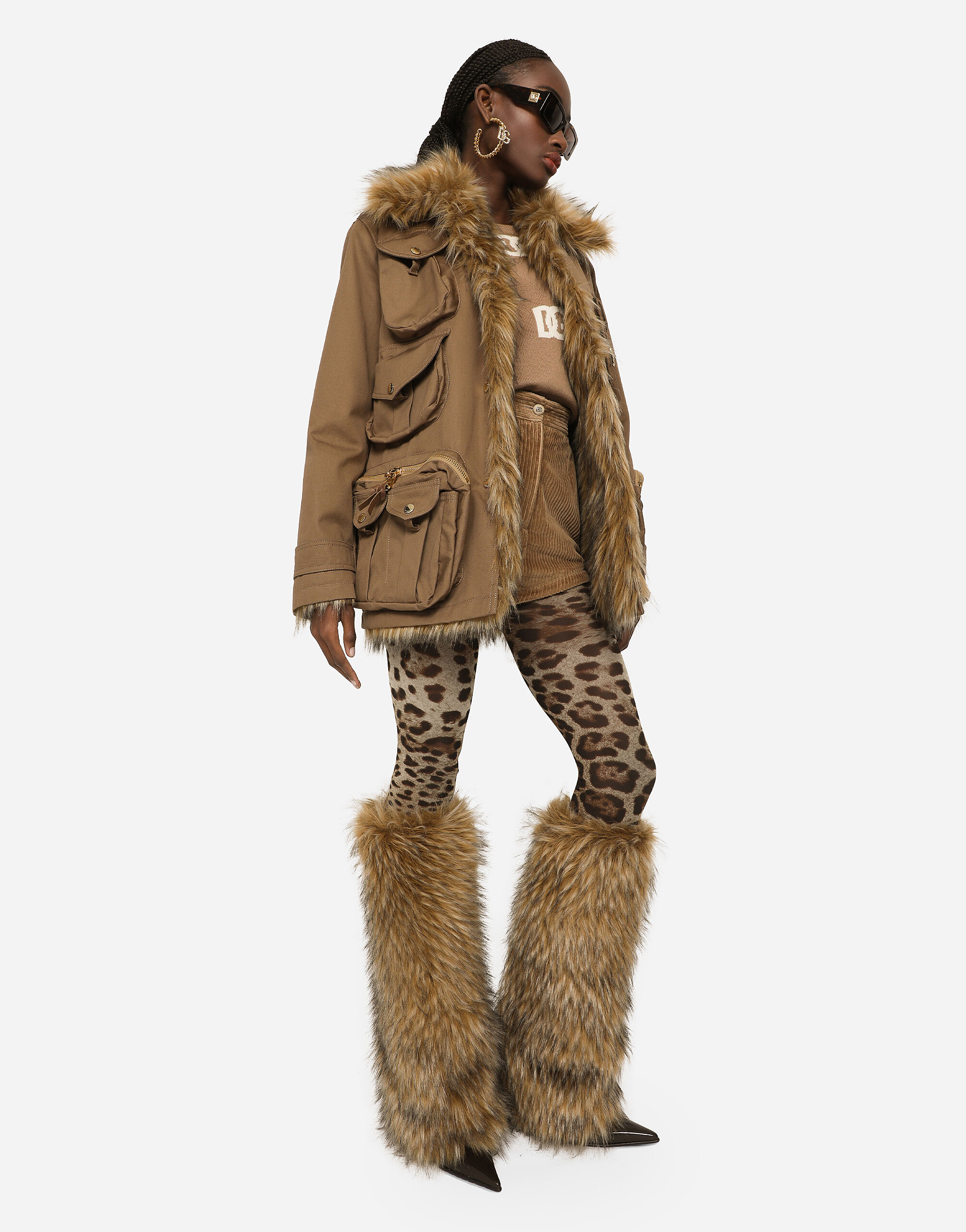 Heavy cotton jacket with large pockets in Brown for Women