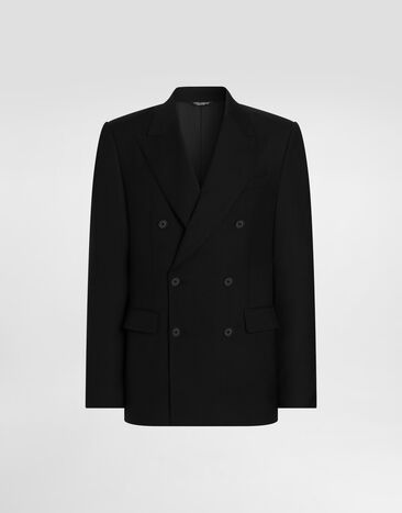 Dolce & Gabbana Sicilia Light double-breasted jacket in virgin wool Black G2TV8TGL269