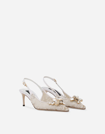 Dolce&Gabbana Rainbow lace slingbacks in lurex lace Grey CG0711AQ074