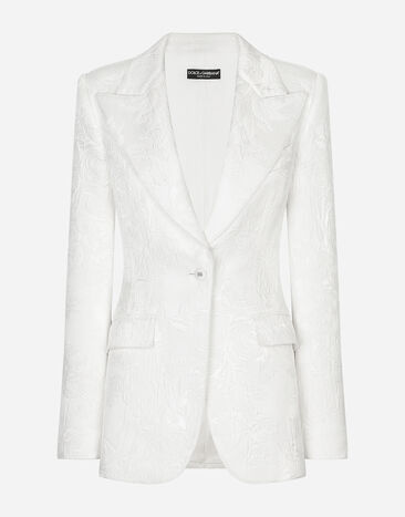 Dolce&Gabbana Floral brocade Turlington blazer Black F0B6ATHJMOK
