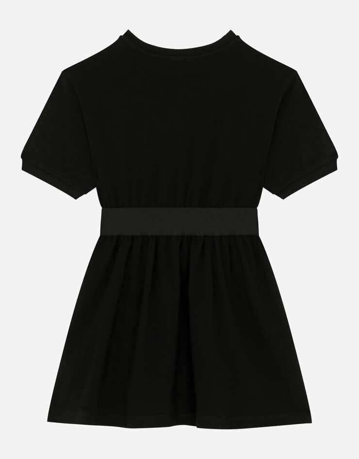 Dolce & Gabbana Jersey minidress with logo tag Black L5JD8OG7M4U