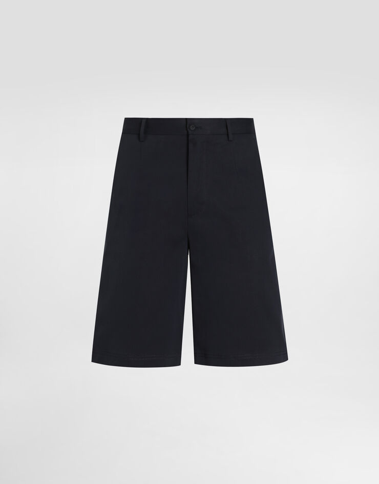 Dolce & Gabbana Bermuda cotone stretch con placca logata Blu GVC4HTFUFMJ