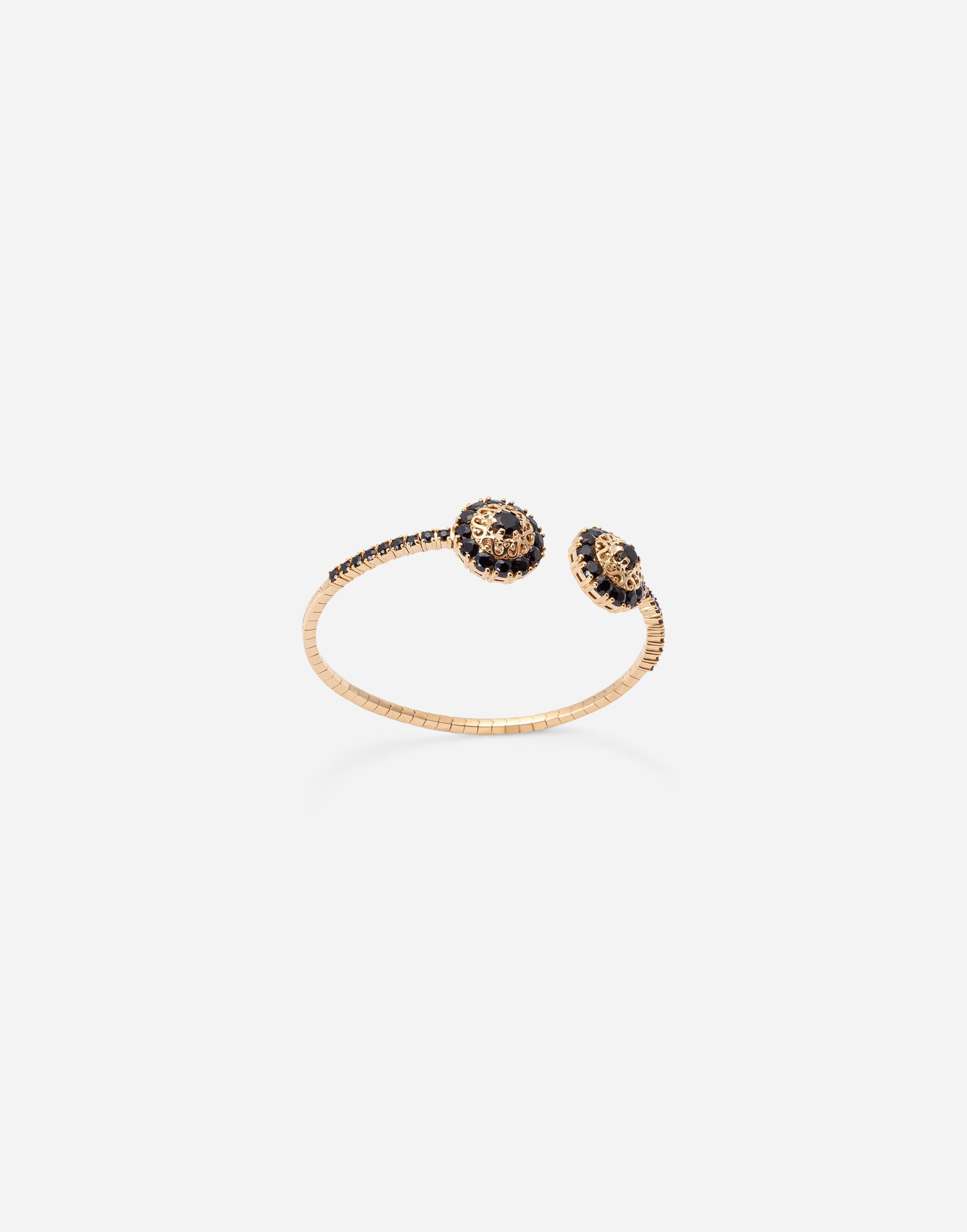 Dolce & Gabbana Family yellow gold bracelet with rosette motif and black sapphire Gold WBQA1GWQC01