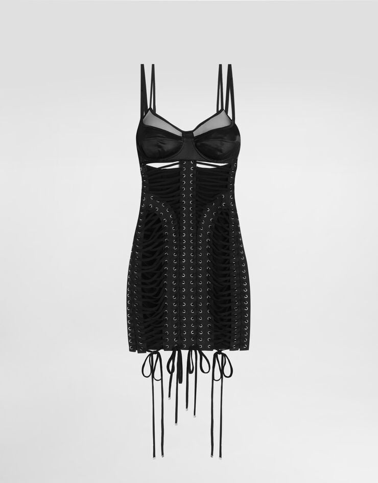 Dolce & Gabbana Short silk and viscose dress Black F60FATGDDIL