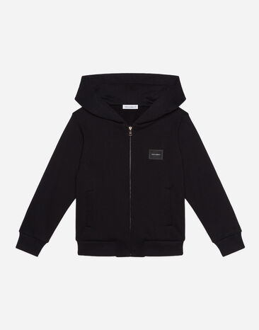 Dolce & Gabbana Jersey hoodie with plate Black L4JW2VG7OLJ