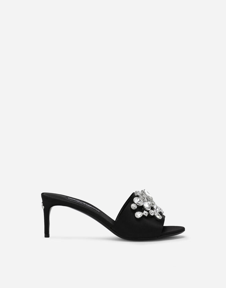 Dolce & Gabbana Mule de raso con bordado Negro CR1608AQ521