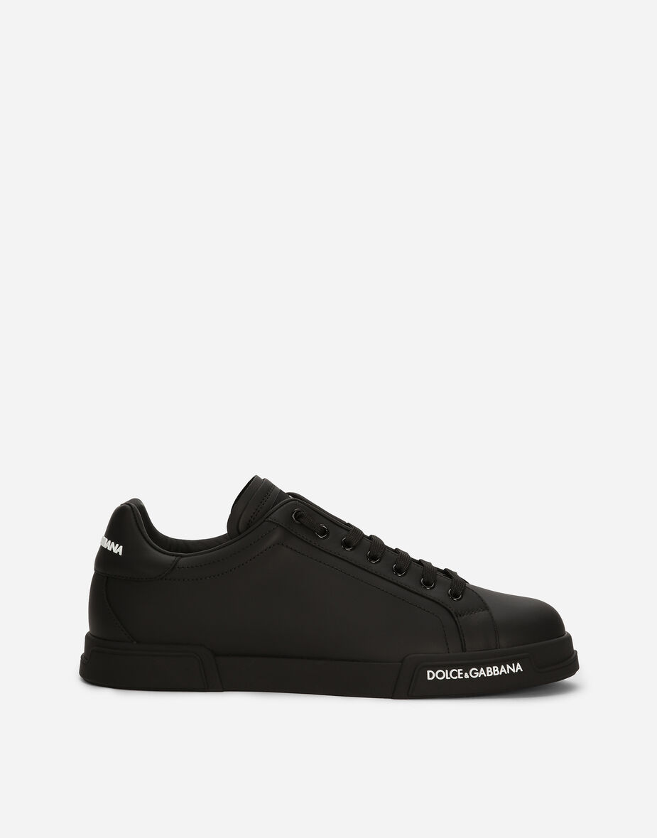 Calfskin nappa Portofino sneakers in Black for Men | Dolce&Gabbana®