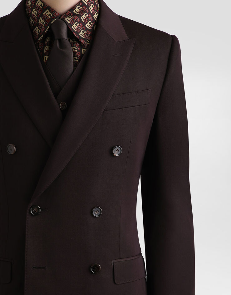 Dolce & Gabbana Traje de botonadura doble en gabardina de lana Multicolor GK7SMTFU2OW